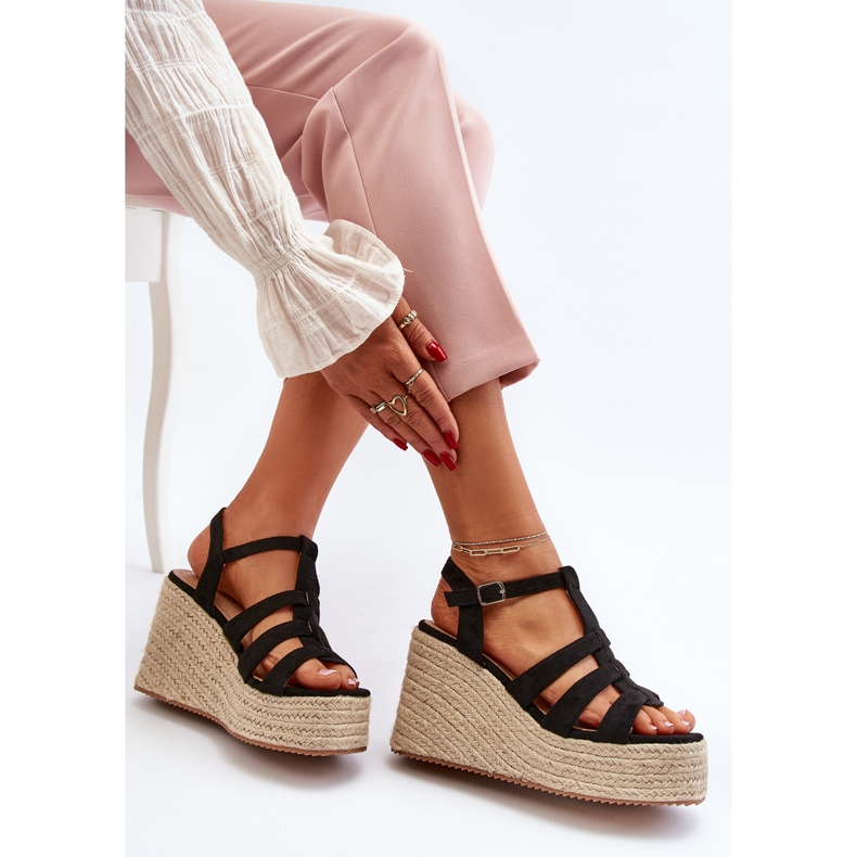 Wedge sandals with braid, Black Gnosis 1