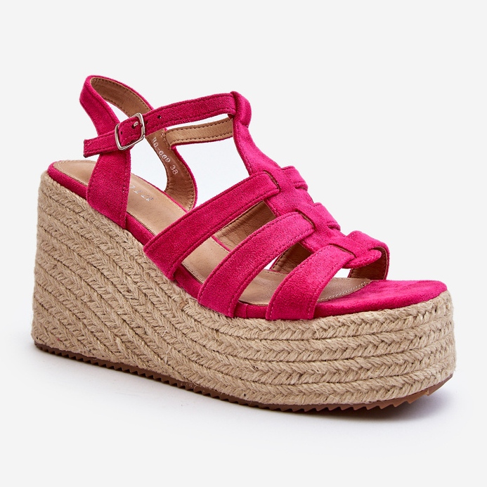 Wedge sandals with braid Fuchsia Gnosis pink 1