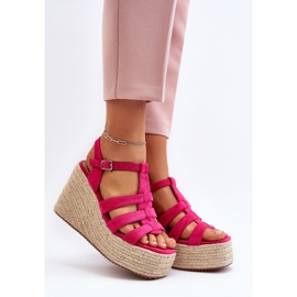 Wedge sandals with braid Fuchsia Gnosis pink 2