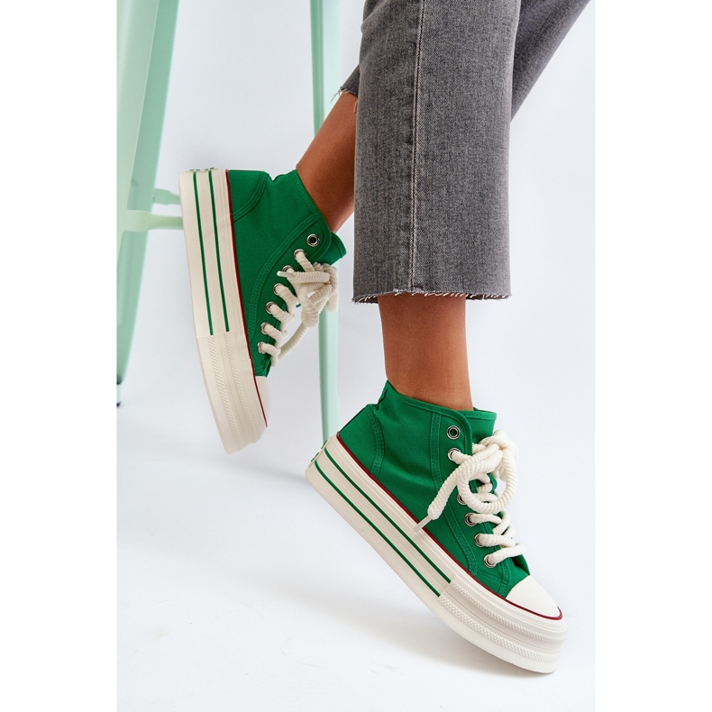 Women's Platform Sneakers Green Aineri 1