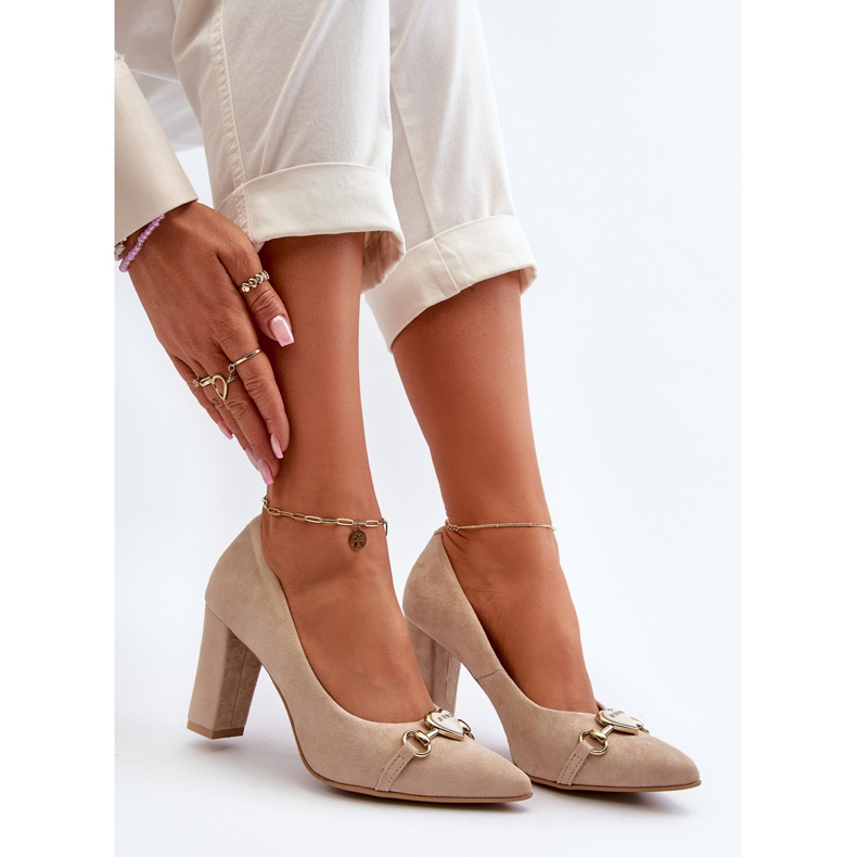 Zazoo 2453/OS Suede High Heel Pumps With Cappuccino Heart beige 2
