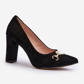 Zazoo 2453/OS Suede Pumps On A Heel With A Heart, Black 1 Zazoo 2453/OS Suede Pumps On A Heel With A Heart, Black 1