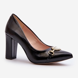 Zazoo 2453/OS Leather Pumps On A Heel With A Heart, Black 1