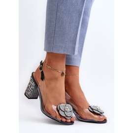 Transparent High Heel Sandals With Decorations S.Barski MR38-356 Black colorless 1