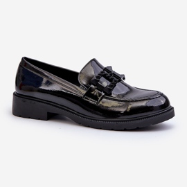 Lacquered Women's Moccasins With Decoration S.Barski HY371A black 2