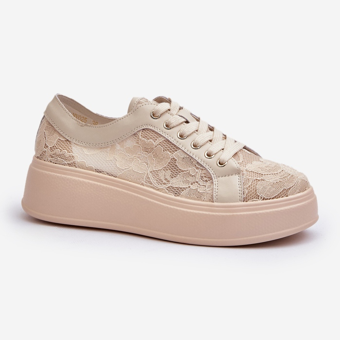 S.Barski Lace women's lace sneakers on the platform S. Barski HY51 beige 1 S.Barski Lace women's lace sneakers on the platform S. Barski HY51 beige 1