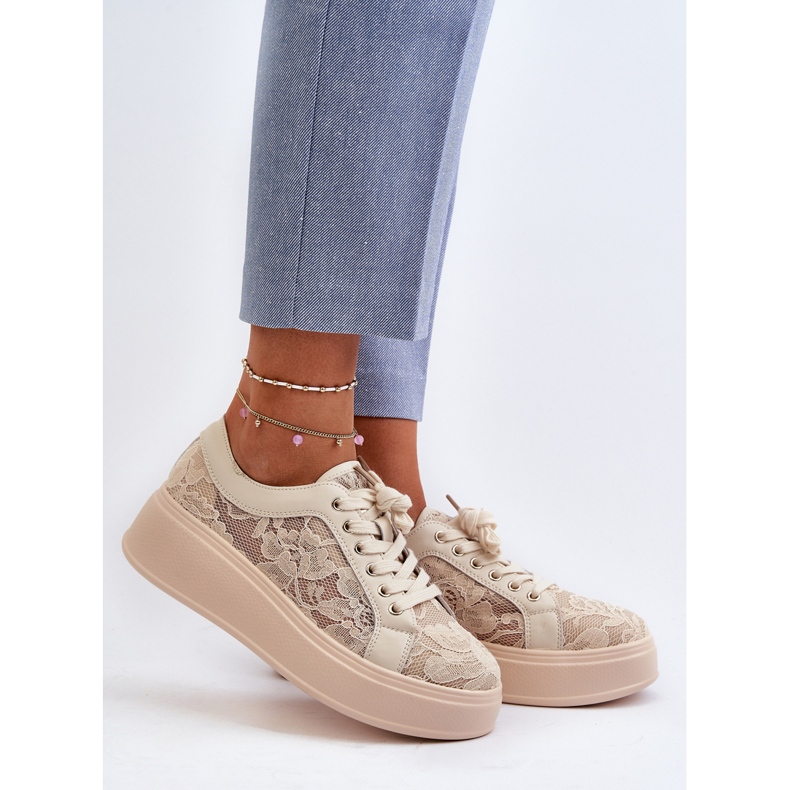 S.Barski Lace women's lace sneakers on the platform S. Barski HY51 beige 2 S.Barski Lace women's lace sneakers on the platform S. Barski HY51 beige 2