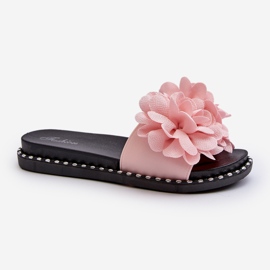 Women's Flip-Flops Decorated with Flowers, Pink Cellanen 1