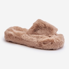 Women's Beige Fur Slippers Stepia 1