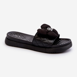 Women's Flip-flops With Decoration On A Low Platform, Black Cedrella 1