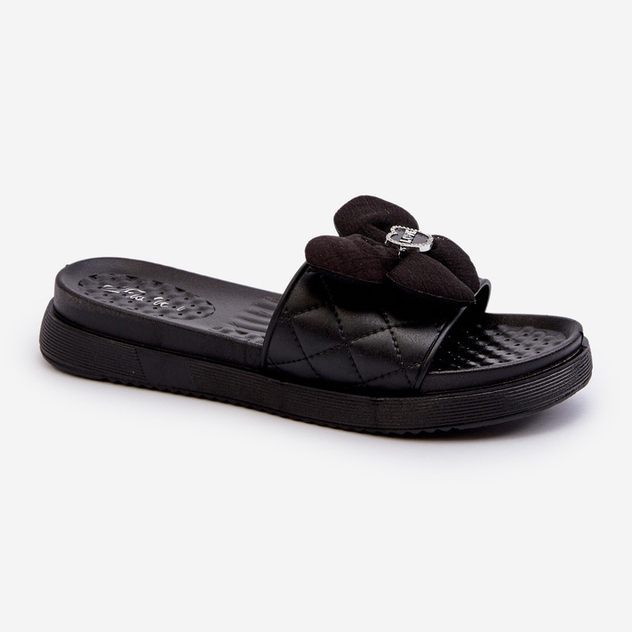 Women's Flip-flops With Decoration On A Low Platform, Black Cedrella 1