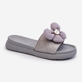 Women's Flip-flops With Decoration On A Low Platform, Gray Cedrella grey 2