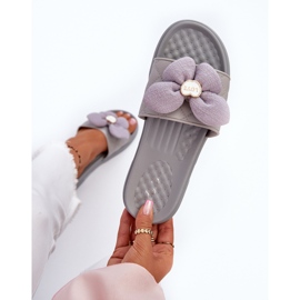 Women's Flip-flops With Decoration On A Low Platform, Gray Cedrella grey 1