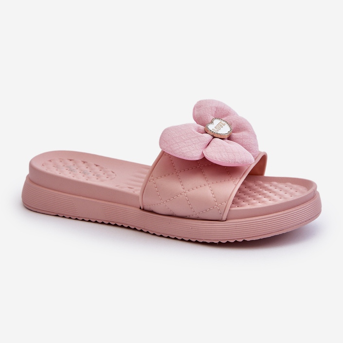 Women's Flip-Flops With Decoration On A Low Platform, Pink Cedrella 2