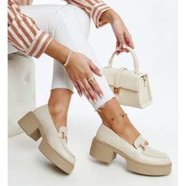 Beige eco-leather high-heeled shoes by Vinceza 1