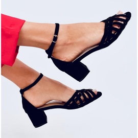Kermel Black low heel sandals 1