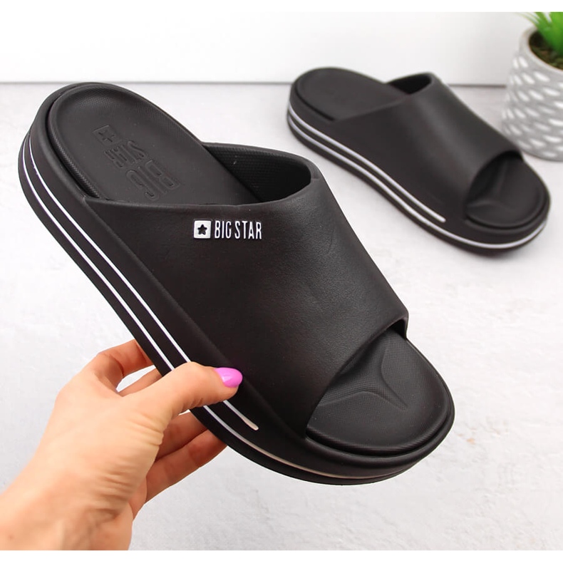 Women's black platform flip-flops Big Star NN274A037 1