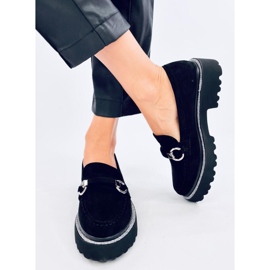 Sheady Black suede moccasins with high sole 2