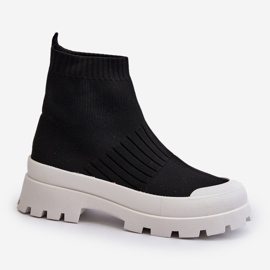 Women's Ankle Boots With Sock Upper Slip-On Black Fiename 1