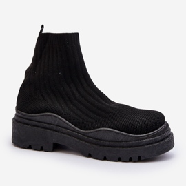 Women's Black Elipara Slip-On Sock Boots On A Massive Sole 1