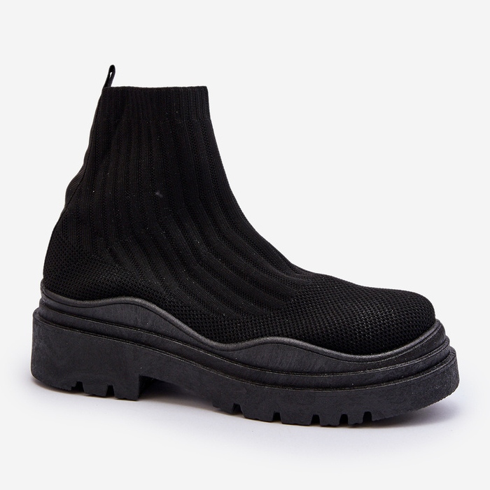 Women's Black Elipara Slip-On Sock Boots On A Massive Sole 1