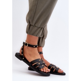Ianaera Decorated Women's Flat Sandals Black 2 Ianaera Decorated Women's Flat Sandals Black 2