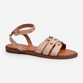 Beige Women's Decorated Flat Sandals by Ianaera brown 2