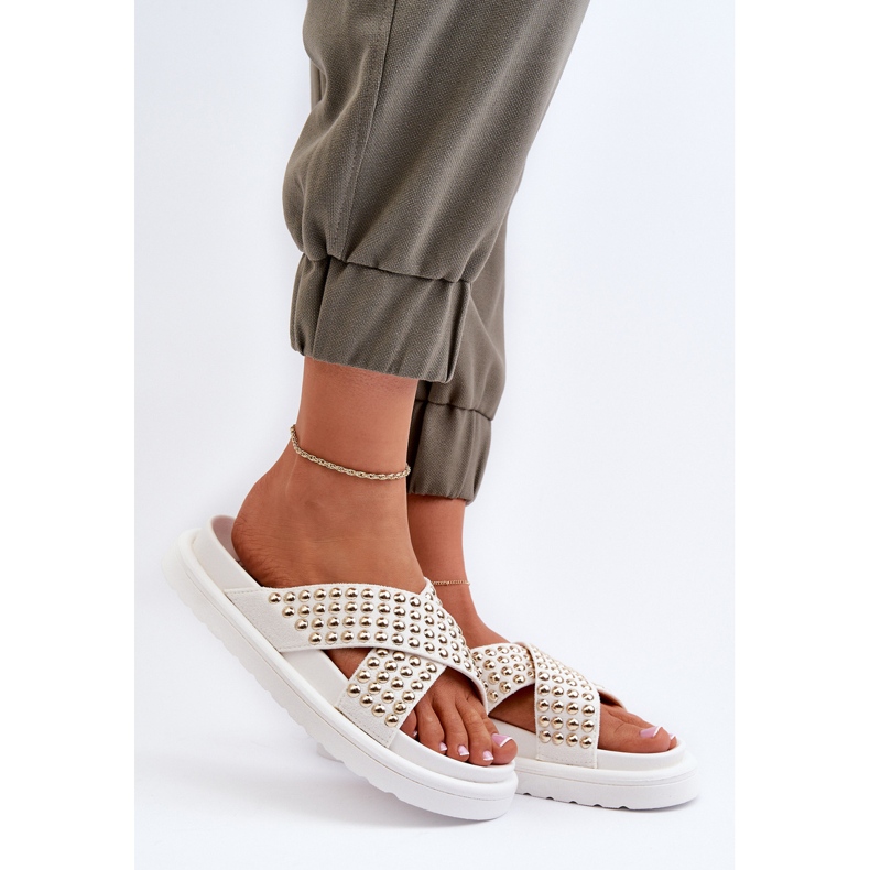 Women's Decorated Platform Flip-Flops White Niraela 2