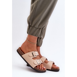 Beige Women's Flip-Flops With Buckles Oliena 2