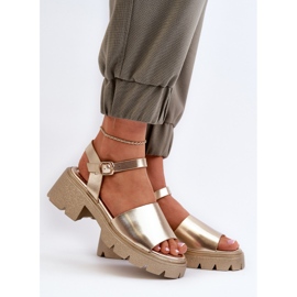 Women's Chunky Heel Sandals, Gold Dottiassa golden 2