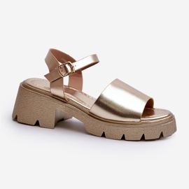 Women's Chunky Heel Sandals, Gold Dottiassa golden 1