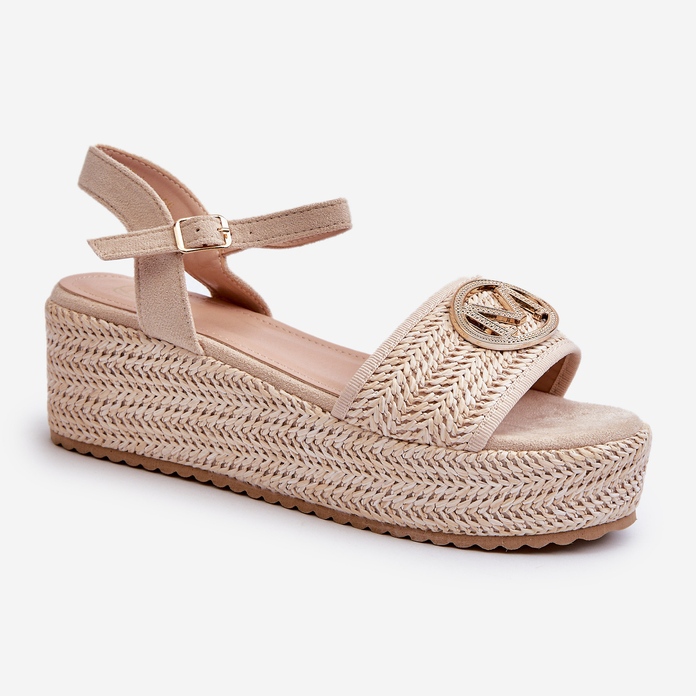 Women's Wedge Sandals With Braid Beige Esalena 2