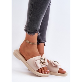 Women's Flip-Flops With a Bow Beige Arsicada 2