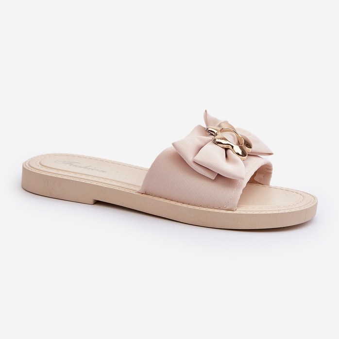 Women's Flip-Flops With a Bow Beige Arsicada 1