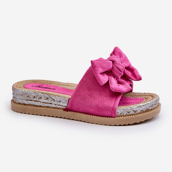 Women's Platform Flip Flops With Bow Fuchsia Aflia pink 1