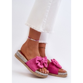 Women's Platform Flip Flops With Bow Fuchsia Aflia pink 2