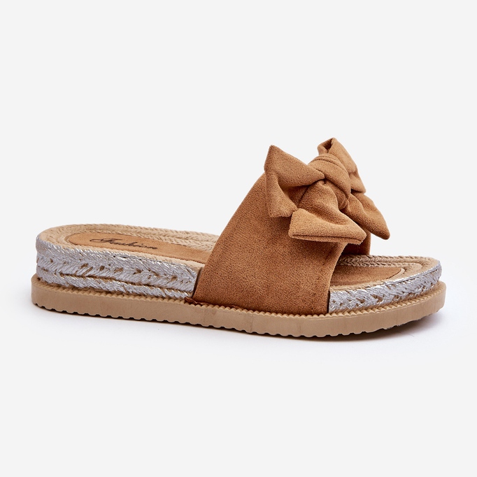 Women's Camel Aflia Platform Flip-Flops With Bow brown 2
