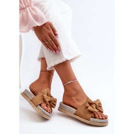 Women's Camel Aflia Platform Flip-Flops With Bow brown 1