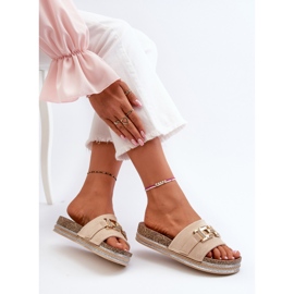 Women's Platform Flip-Flops With Decoration, Beige Vapireta 1