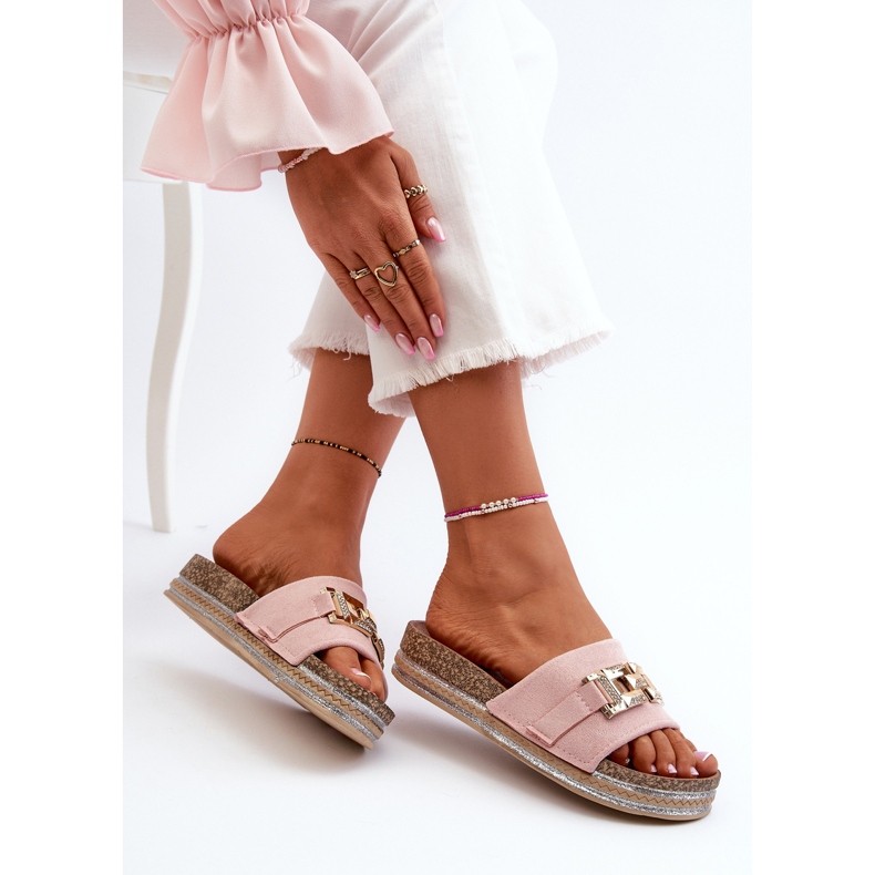 Women's Platform Flip-Flops With Decoration, Pink Vapireta 1