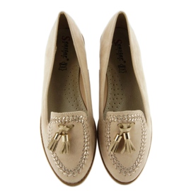 Moccasins with trimmed toes SK28P Beige 1