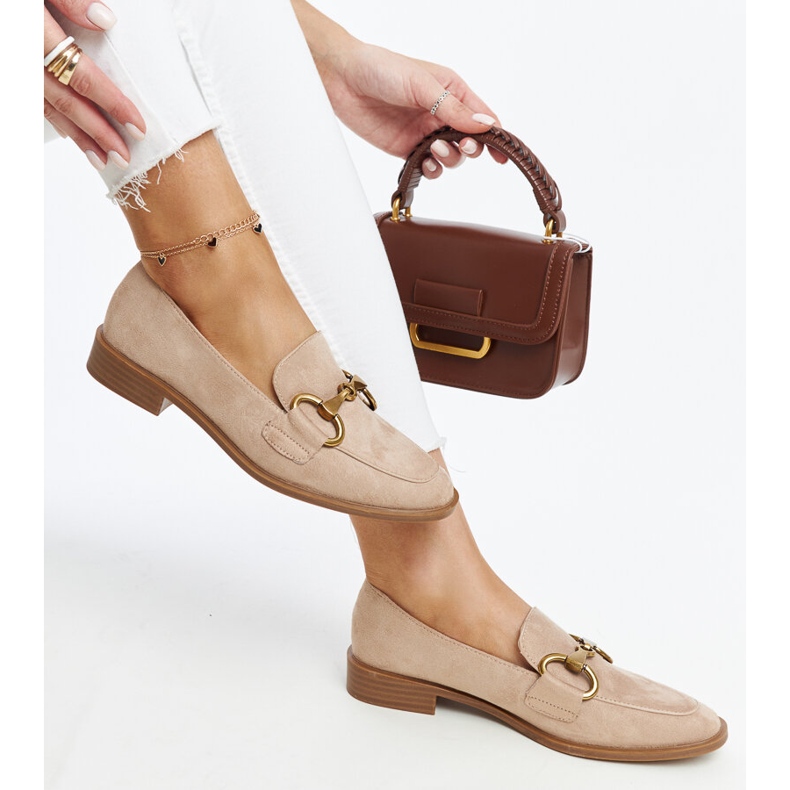Beige moccasins with a Gibarti buckle 1