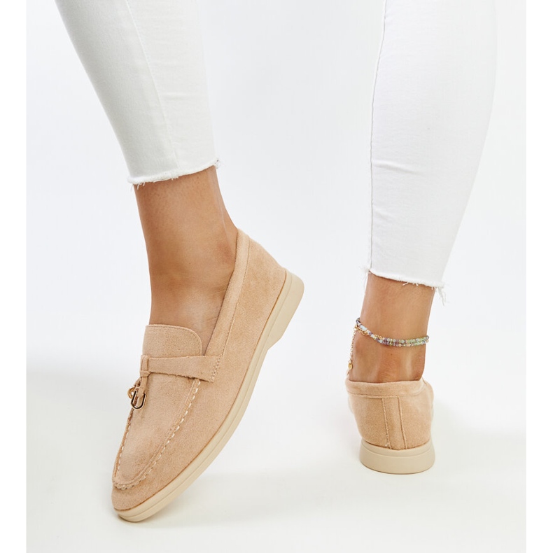 Beige moccasins with a metal pendant from Fiorano 1