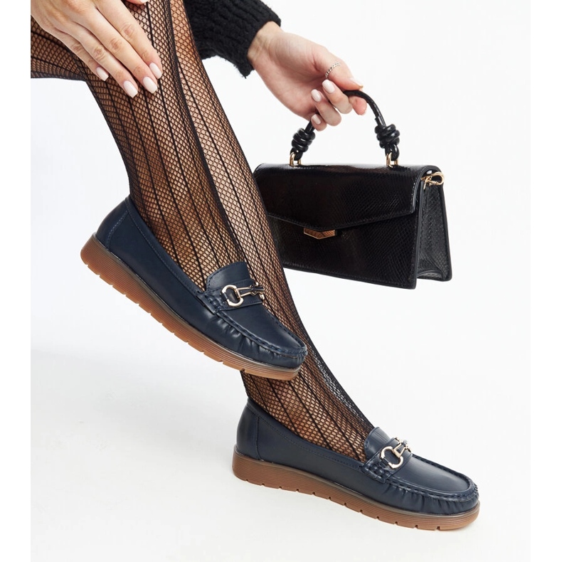 Navy blue moccasins with a buckle from Anisah 1 Navy blue moccasins with a buckle from Anisah 1