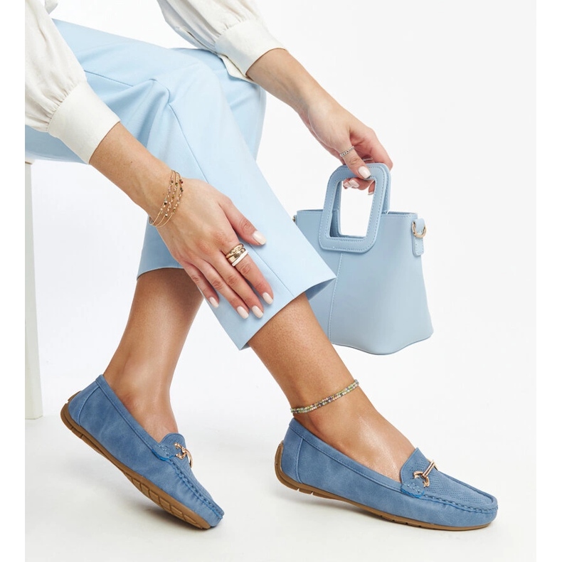 Blue moccasins with a decorative buckle by Adila 1