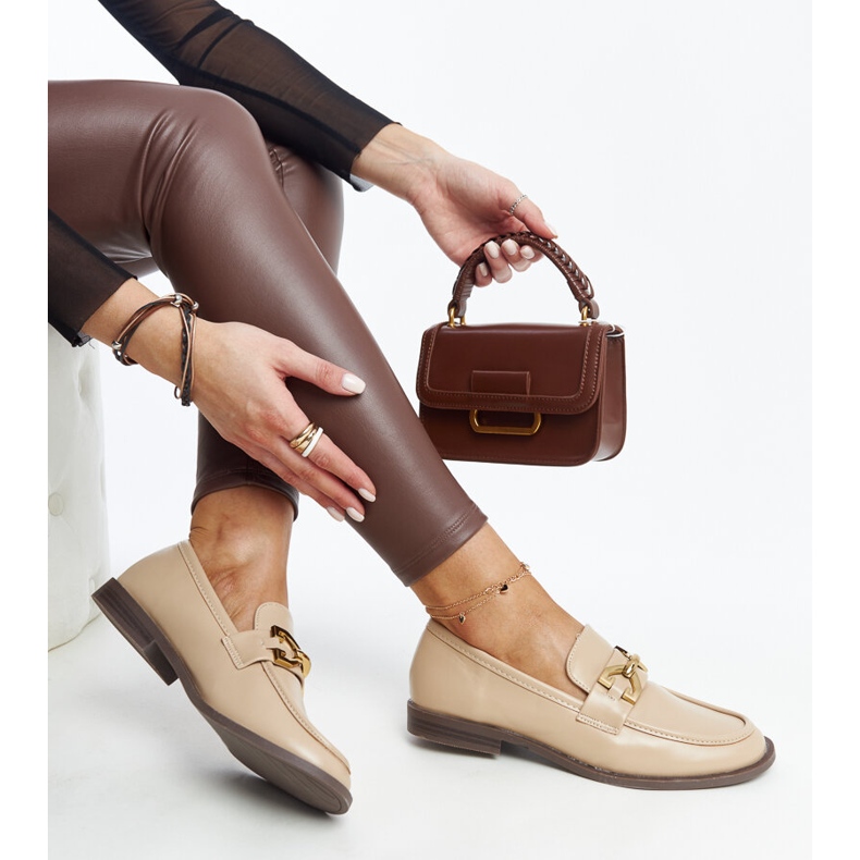 Beige moccasins with a Lea buckle 1