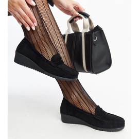 Sakena black suede wedge loafers 1