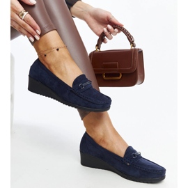 Amel's navy blue wedge loafers 1