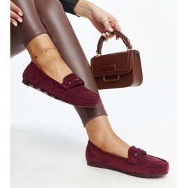 Burgundy moccasins with a decorative strap from Widaad red 1