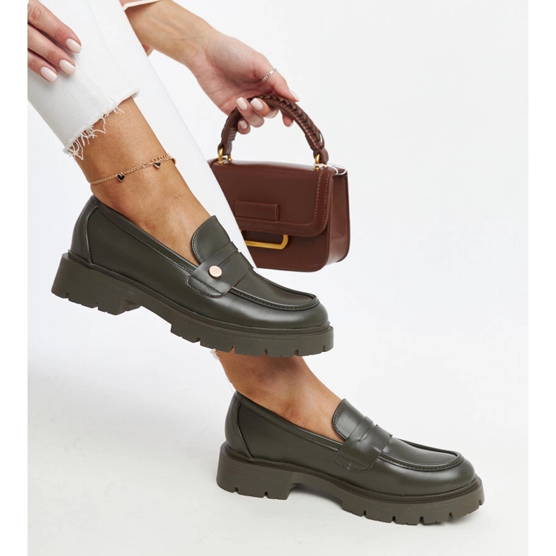 Dark green Eco leather moccasins Mladenka 1 Dark green Eco leather moccasins Mladenka 1